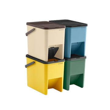 Songmics Set košev za smeti 4 kosi 37.5x23.5x32 cm rumena modra bež zelena