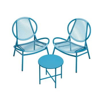 Songmics Komplet balkonskega pohištva 3-delni 68x74x78 cm modra