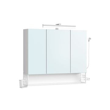 Songmics Kopalniška omarica z ogledalom 16.5x90x75 cm bela