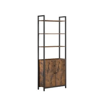 Songmics Knjižna omara 6 polic, vrata, nastavljive police, 24x60x159.5 cm, rjava, za shranjevanje