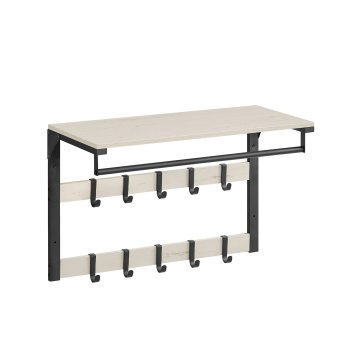 Songmics Stenski obešalnik za plašče 30x65x42 cm Bela Črna