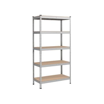 Songmics Robustna polica z 5 policami, 45x90x180 cm, srebrna