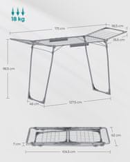 Songmics Stojalo za sušenje perila 56.5x173x96.5 cm sivo