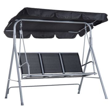 Homestar Vrtna gugalnica za 3 osebe 171x108x154 cm črno-srebrna