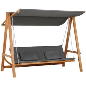 Homestar Vrtna gugalnica za 3 osebe z ležiščno funkcijo 225,5x113x180 cm siva