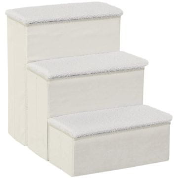 Homestar Hišne stopnice 3 stopnice 40x54x48 cm bele, z shranjevalnim prostorom