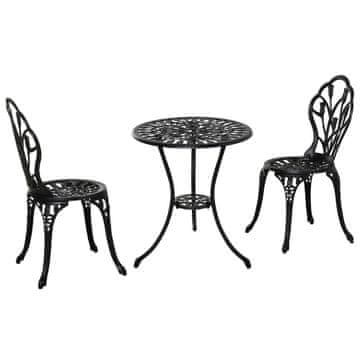 Homestar Bistro komplet 3-delni miza 60x67 cm 2 stola 42,5x47,5x89 cm črna