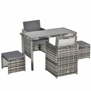 Homestar Vrtna jedilna garnitura za 4 osebe, ratan, 120x60x75 cm, siva