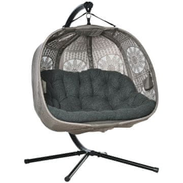 Homestar Viseči stol za 2 osebi 132x126x172 cm črne barve