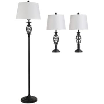 Homestar Komplet svetilk 2 namizni svetilki in 1 stoječa svetilka 38x158 cm črna bela