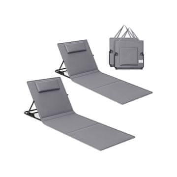 Songmics Ležalnik za plažo 158x55 cm siva