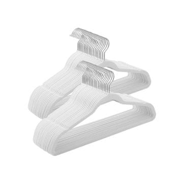 Songmics Obešalniki za oblačila 42x0.5x21.5 cm beli žamet