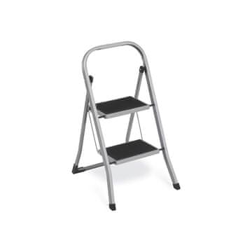 Songmics Zložljiva stopniščna lestev 2 stopnji 45.5x82x55 cm siva