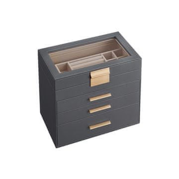 Songmics Škatla za nakit 15.3x25.1x21.5 cm siva