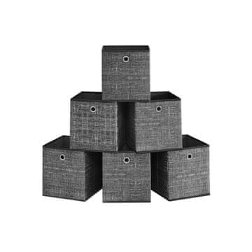 Songmics Set 6 kosov shranjevalnih škatel 26x26x28 cm črne barve