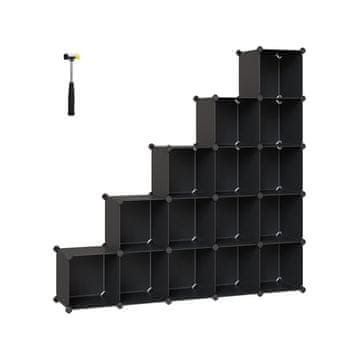 Songmics Modularni regal za čevlje s 16 predali, 125x31x125 cm, črna