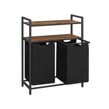 Songmics Košara za perilo 2 prekata 73x33x91 cm rjava
