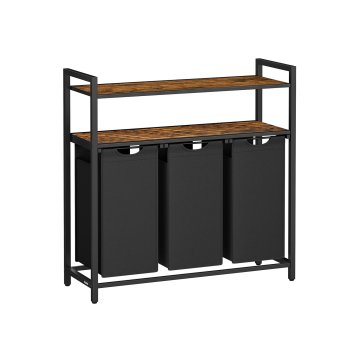 Songmics Košara za perilo 2 predelka 73x33x91 cm rjava