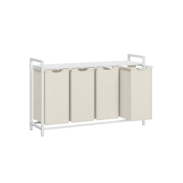 Songmics Košara za perilo 3 odstranljive vreče 116x33x72 cm bela