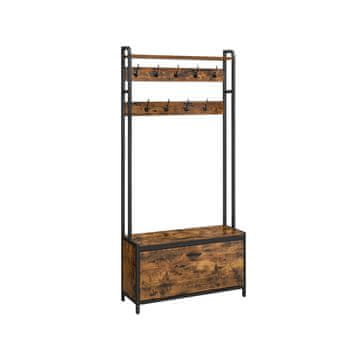 Songmics Obešalnik za plašče z omarico za čevlje 30x85x180 cm rjav