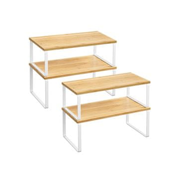 Songmics Kuhinjski organizator, komplet 4 zložljivih polic za omaro, 19.5x39.7x15.5 cm, bela