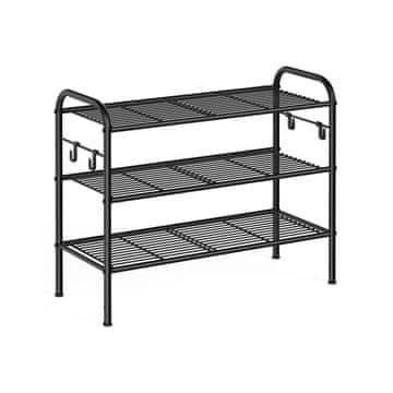 Songmics Stojalo za čevlje 3 nivoji 28x68x53 cm črno