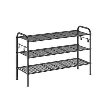 Songmics Stojalo za čevlje 3 nivoji 28x85x53 cm črno