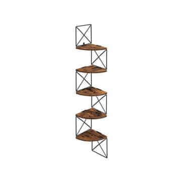 Songmics Kotna polica 5 nivojev 20x20x127.5 cm rjava