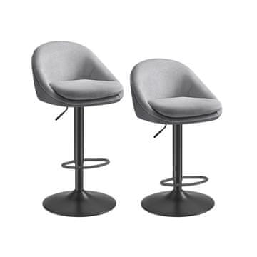 Songmics Set barskih stolov, nastavljiva višina, 52.5x50x97.5-108.5 cm, siva