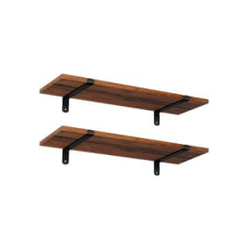 Songmics Komplet 2 stenskih polic 60x20x7 cm rjave barve