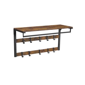 Songmics Stenski obešalnik za plašče 30x80x42 cm rjav