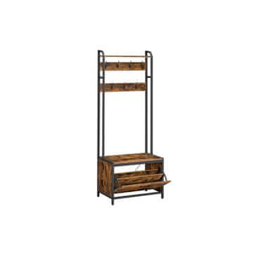 Songmics Obešalnik z omarico za čevlje 40x65x170 cm rjav