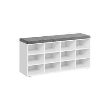 Songmics Čevlji klop 12 predelkov 30.3x104x48 cm bela