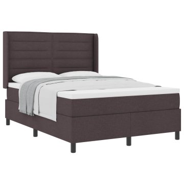 Vidaxl Postelja z vzmetnico z vzmetnico Temno rjava 200 x 140 cm blago