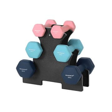 Songmics Set uteži šestkotne oblike 13.5x6.5x6 cm roza, akvamarin, siva
