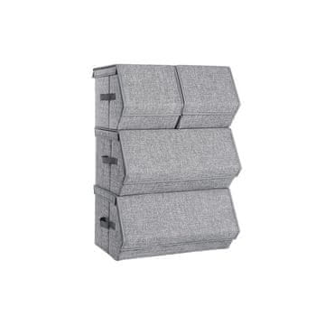 Songmics Set zložljivih shranjevalnih škatel z pokrovom 50x35x25 cm, siva