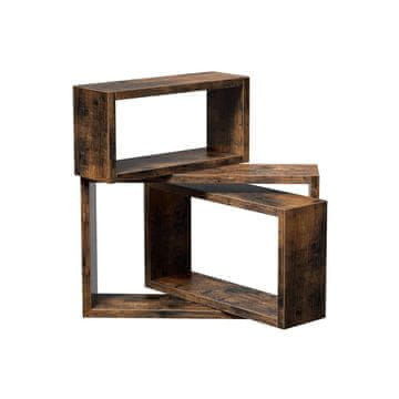 Songmics Set stenskih polic Cube 40x10x25 cm rjave barve
