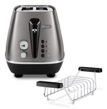 slomart DeLonghi CTIN2103 TB toaster, črn, 2 reži, funkcija odmrzovanja