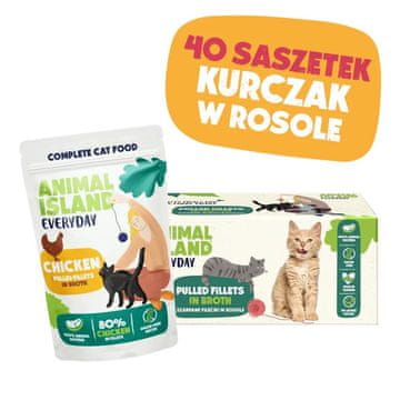 Animal ANIMAL ISLAND Piščanec v omaki - Mokra hrana za mačke - 40x85g
