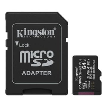 Kingston Canvas Select Plus Gen3 microSDXC kartica + adapter, 64GB (SDCS3/64GB)