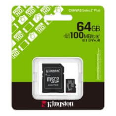 Kingston Canvas Select Plus Gen3 microSDXC kartica + adapter, 64GB (SDCS3/64GB)