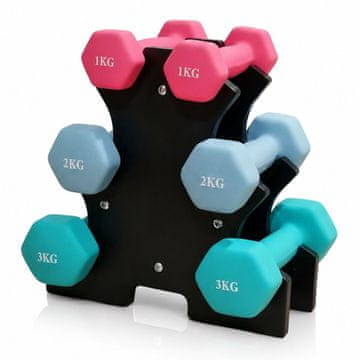 Northix Komplet uteži s stojalom, 1–3 kg, nedrseča PVC prevleka