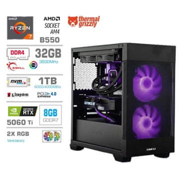 MEGA MT S7X računalnik, AMD Ryzen 7-5700X, 32 GB, SSD1TB, RTX5060Ti, FreeDOS