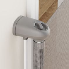 Moby System Otroška varnostna ograjica 140 cm iz ABS in PVC mreže za 6–24 mesecev, zvijljiva, zaklepanje z eno roko za vrata in stopnice