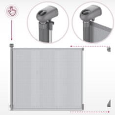 Moby System Otroška varnostna ograjica 140 cm iz ABS in PVC mreže za 6–24 mesecev, zvijljiva, zaklepanje z eno roko za vrata in stopnice