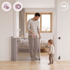 Moby System Varnostna pregrada za otroke in živali, mreža do 140 cm, za prehode do približno 110 cm, navijalna, enoročno upravljanje