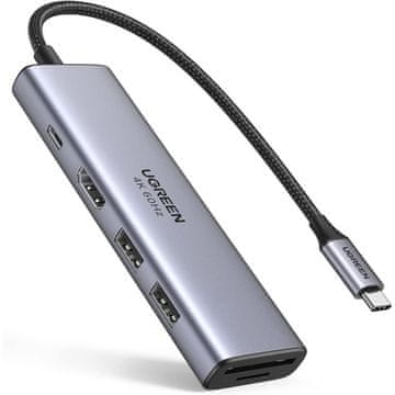 Ugreen USB-C Hub 6v1 na HDMI, 2x USB-A, USB-C PD 100W, čitalec kartic (60384)