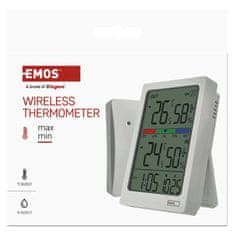 Emos E0558W digitalni termometer s hidrometrom, brezžični senzor, budilka, datum