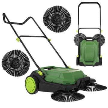 Northix Ročni pometač za listje, širina 68 cm, posoda 24 l, 3 krtače