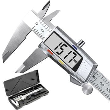 Northix Digitalno pomično merilo 150 mm, kaljeno jeklo, LCD zaslon